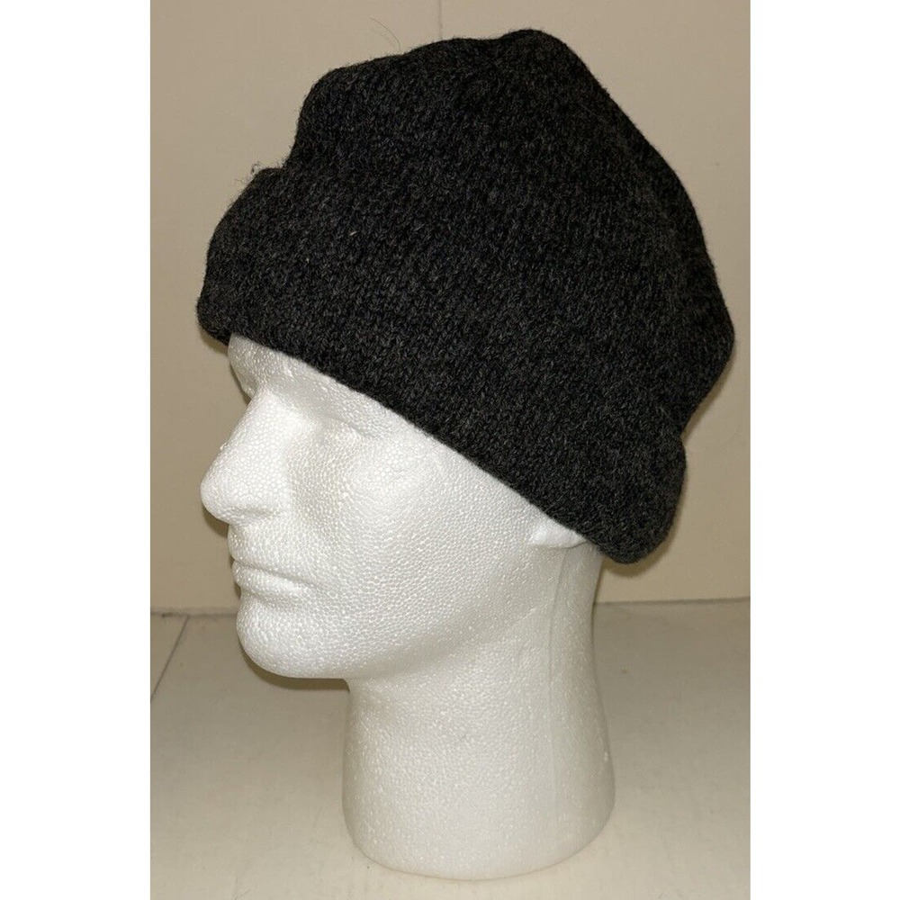 Paris Accessories Wool Blend Ragg Winter Hat Fleece‎ Lined Dark Gray